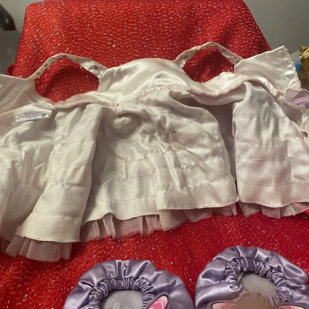 Build A Bear Workshop- Pink Lavender White Tulle Sparkle dress  Butterfly Shoes